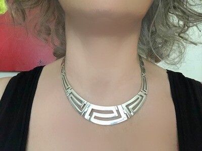 Stylish Greek Key Silver Necklace