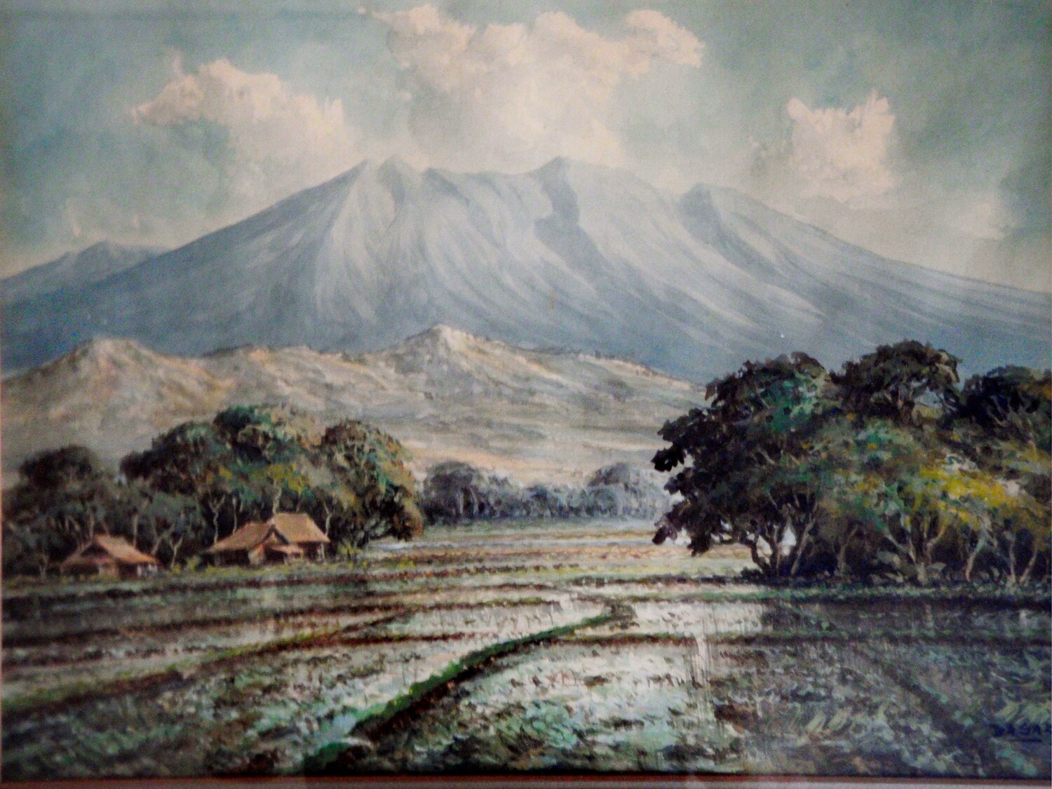 Basar Java Rice Terraces Indonesian Watercolor