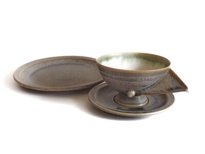 Artisan 3pc Studio Pottery Lunch or Dessert Set
