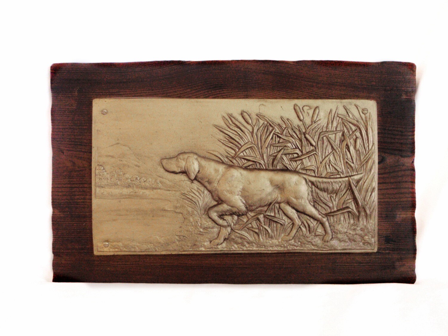 Vintage Pointer Dog Wall Plaque on Wood Wall Art