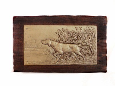 Vintage Pointer Dog Wall Plaque on Wood Wall Art