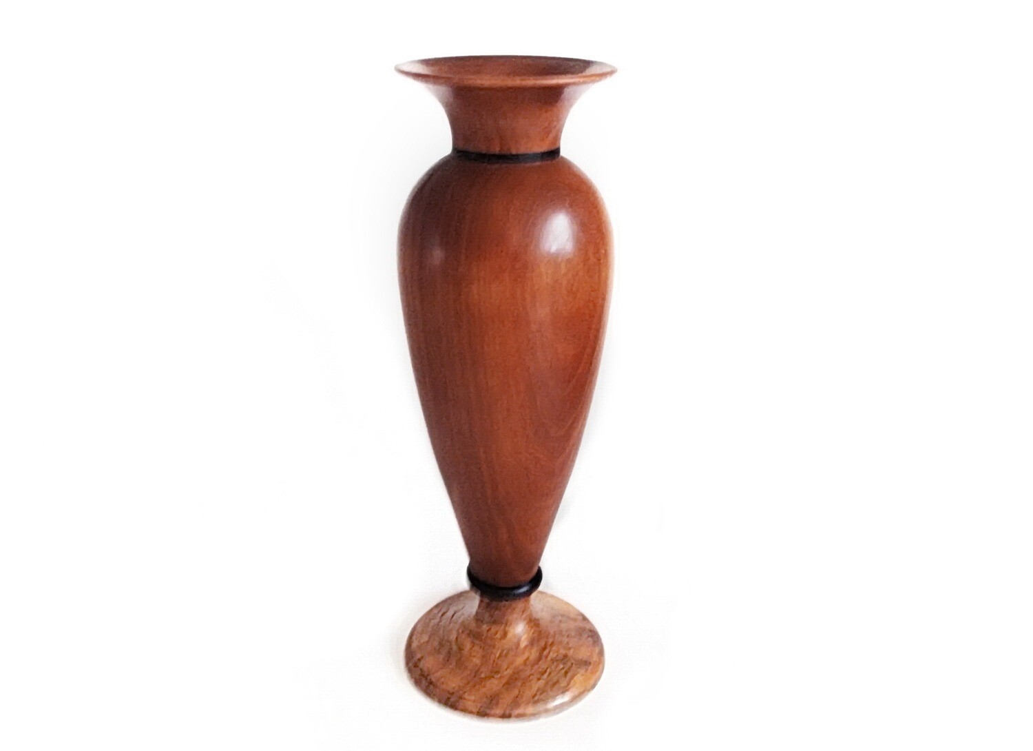 Teak Burled Wood and Ebony MCM Large Vase
