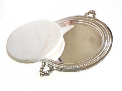 Vtg Wallace 3pc Silver Marble Charcuterie Cheese Tray