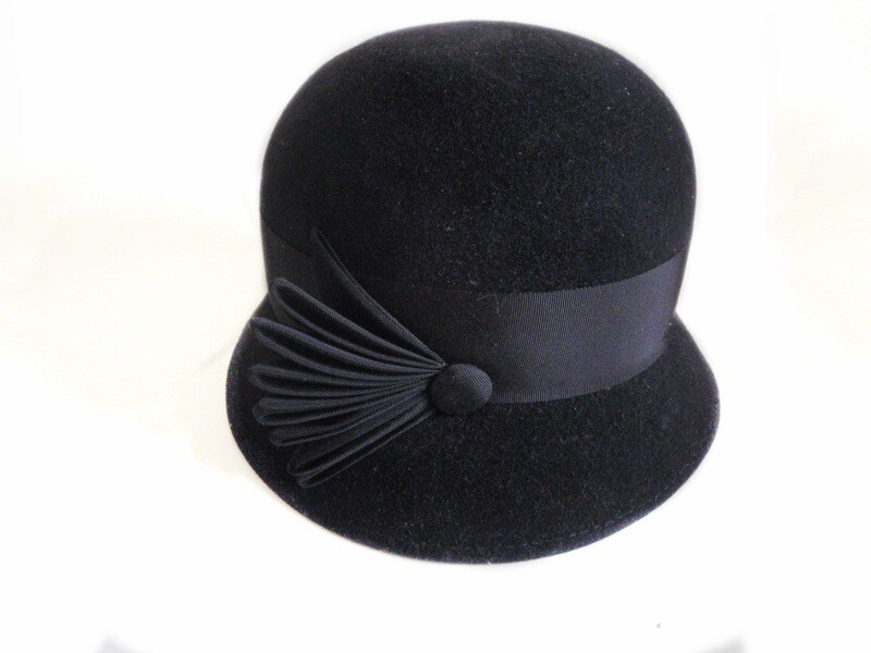 Millner Made Black Felt Winter Cloche Ladies Hat