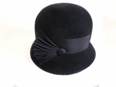 Millner Made Black Felt Winter Cloche Ladies Hat