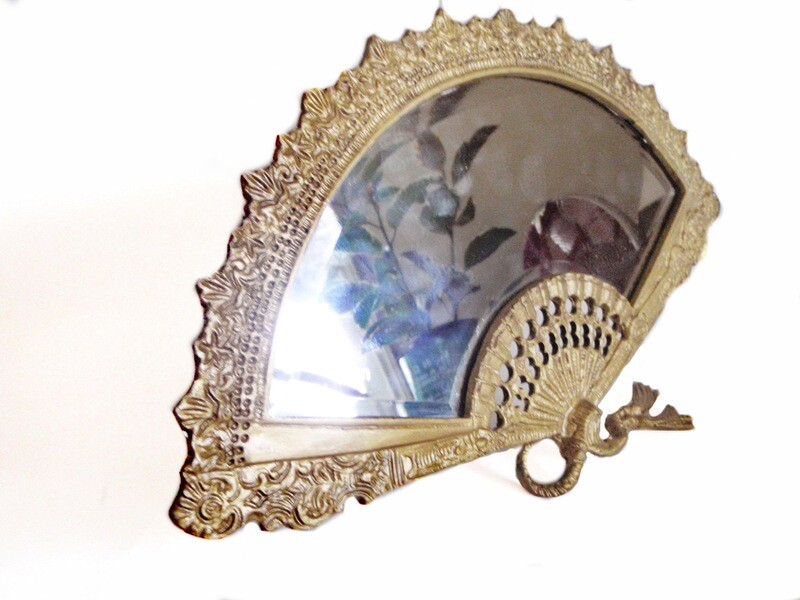 Striking Art Nouveau Fan Shaped Mirror
