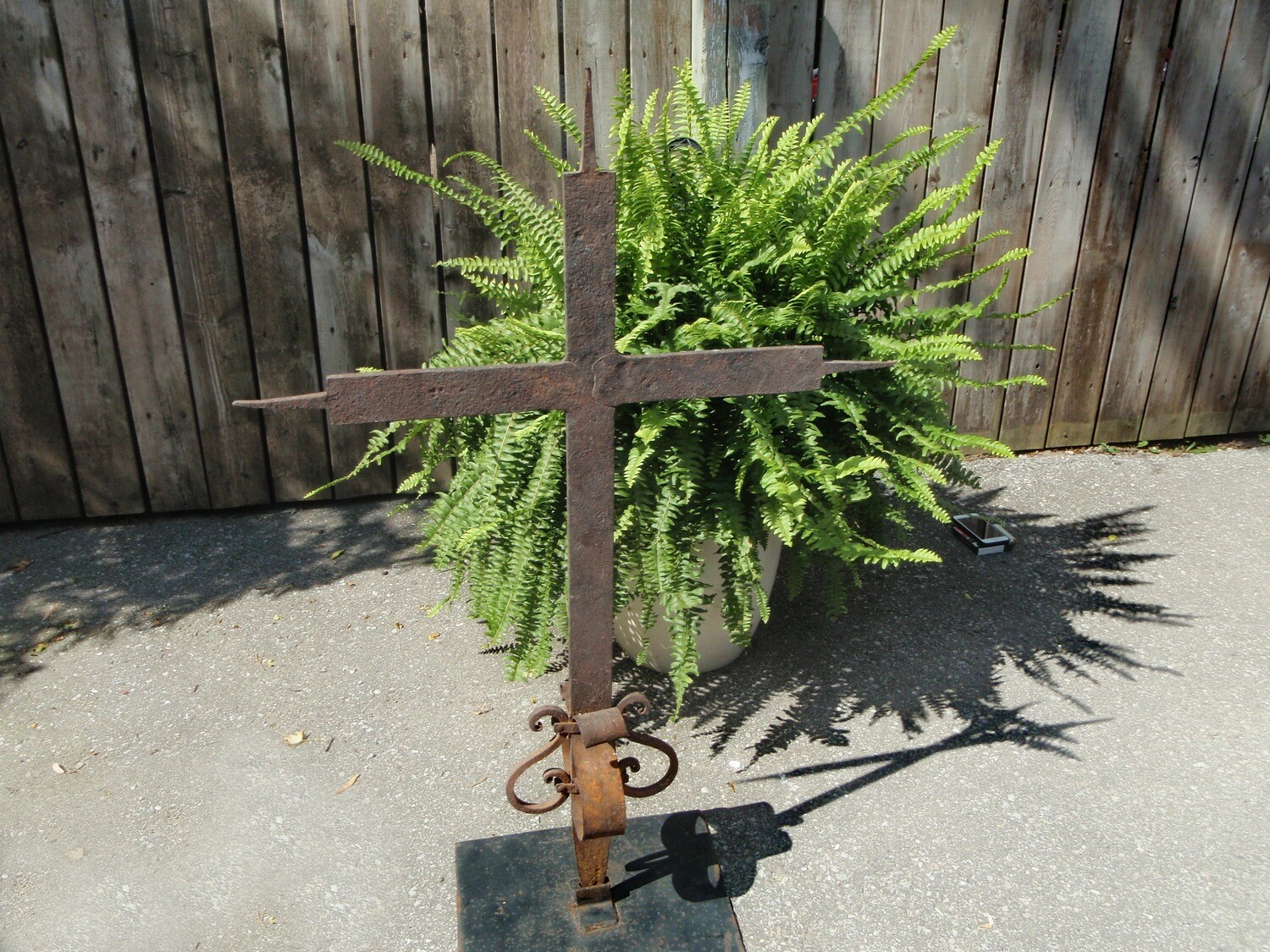 Antique Primitive Quebec Wrought Iron Church Cross