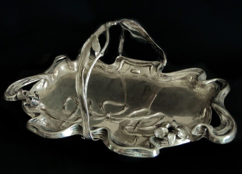 Art Nouveau LARGE Reticulated AA Silver Tray w/ Handle