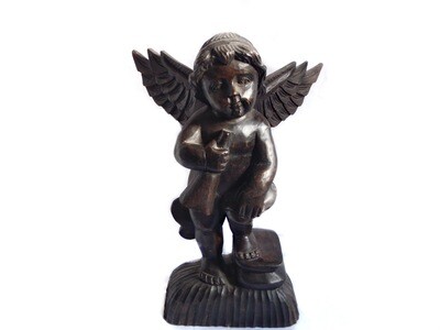 Antique Hand Carved Ebony Angel Cherubim Sculpture