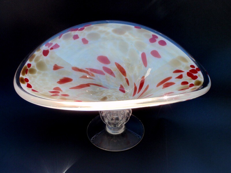 Vetro Esguito Gold and Red Confetti Art Glass Centerpiece