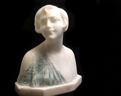 Lestini Art Deco Signed Alabaster Flapper Sculpture Statue