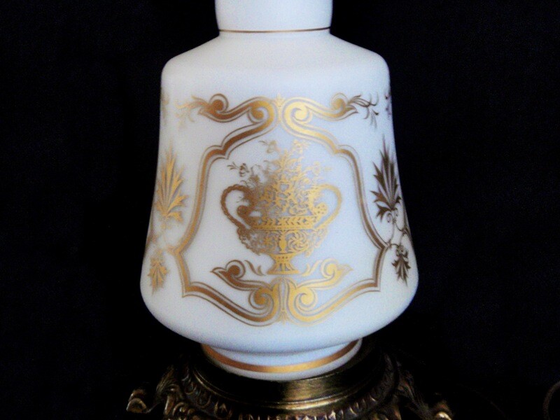 Mid Century Opaline French Provincial Table Lamp