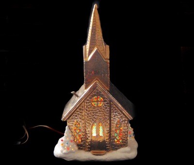 Musical Vintage Light Up Church Christmas Tree Decor