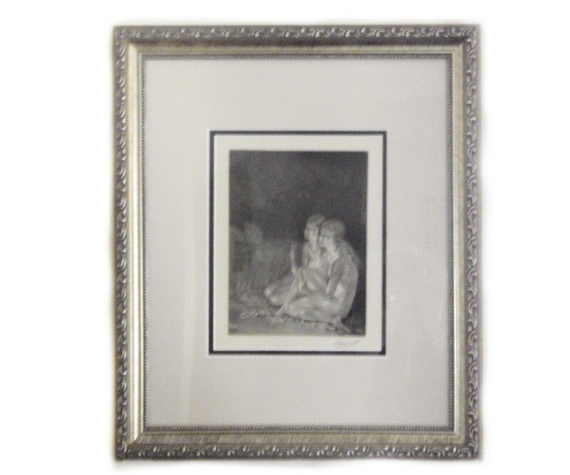 Signed Framed Edouard Chimot Nudes Etching