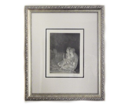Signed Framed Edouard Chimot Nudes Etching