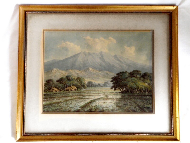 Basar Java Rice Terraces Indonesian Watercolor