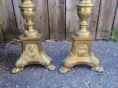 French Bronze Tripod Base Candleholders 