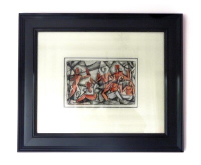Cubist Pastel of an Abstract Group