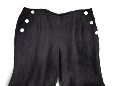 CUT LOOSE Vintage Black Linen Sailor Pants L