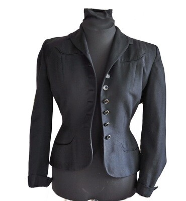 40s Black Fitted Ladies Blazer Jacker by Kolmer