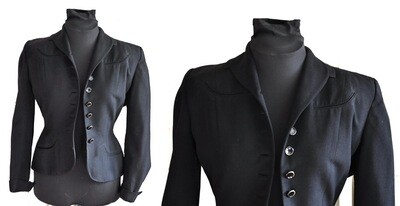 1940s Black Fitted Ladies Suit Jacket