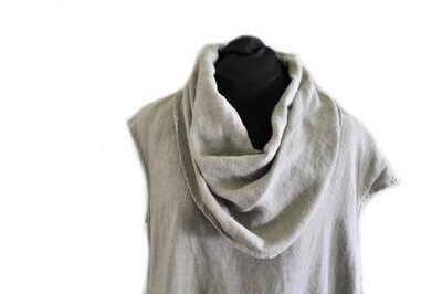 90s Bryn Walker Quality Linen Cowl Neck Shift Dress