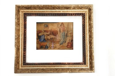 Genuine Antique Art Nouveau Wooden Double Frame