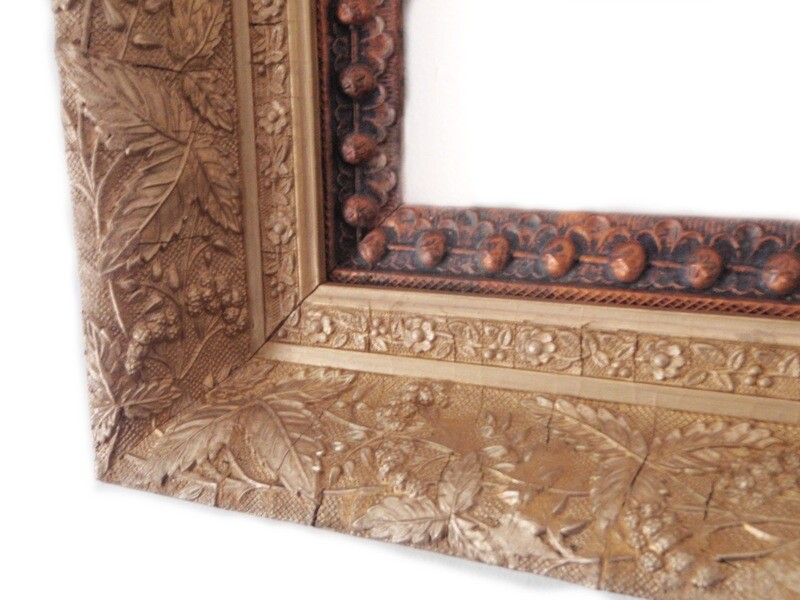Art Nouveau Double Carved Gilt Wooden Frame