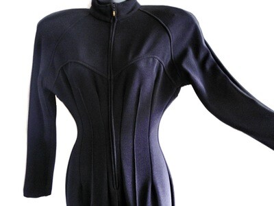 1980s SEXY Black MIA Couture Catsuit Bodysuit Sz 9