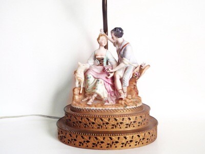 Dresden Parian Bisque Courting Couple Accent Lamp