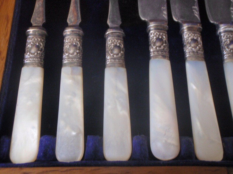 Service for 6 Antique Mother of Pearl Cutlery Set 