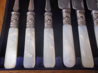 Service for 6 Antique Mother of Pearl Cutlery Set 