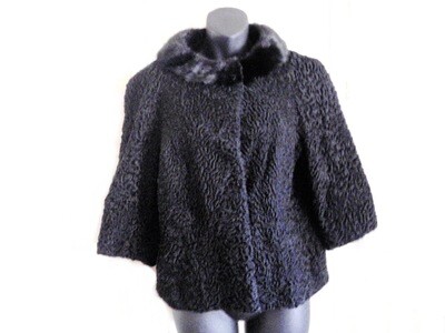 50s Persian Curly Lamb and Black Fox Jacket