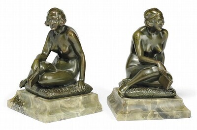 Art Deco 1920 Austrian Bronze Nude T.H. Ullmann Sculpture