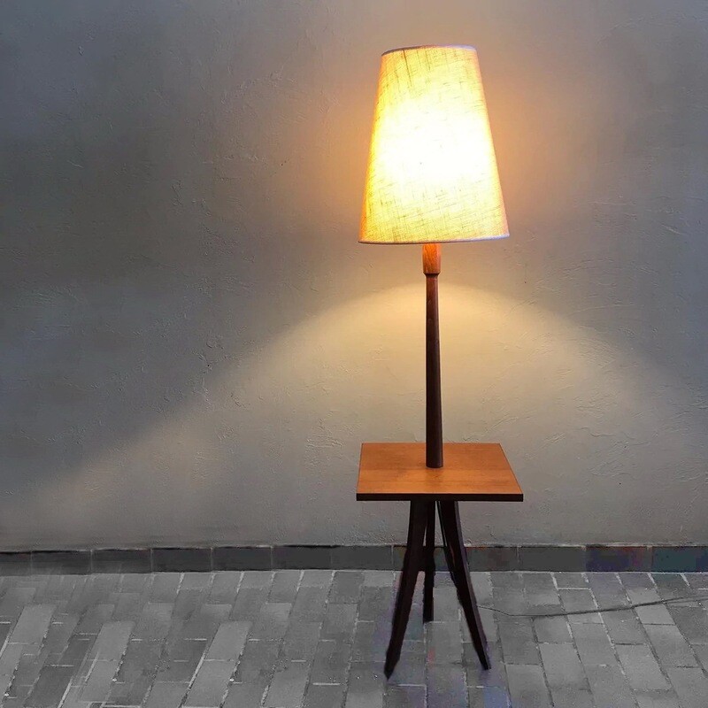 Danish Scandinavian Teak Lamp with Integrated Table 