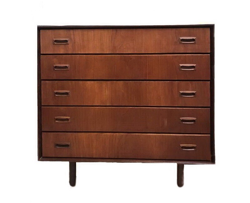 MCM 60s PUNCH 5 Drawer Teak Tallboy Dresser and Mirror