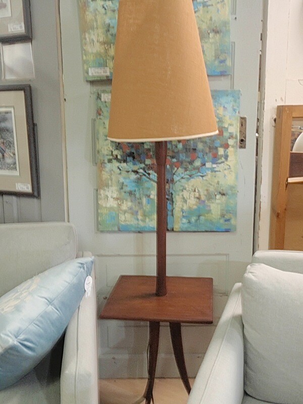 1960s MCM Danish Teak Floor Lamp and Integrated Table