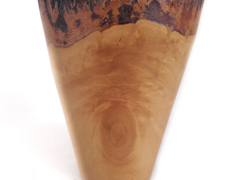 14 Inch Mid Century Hand Carved Wood Vase