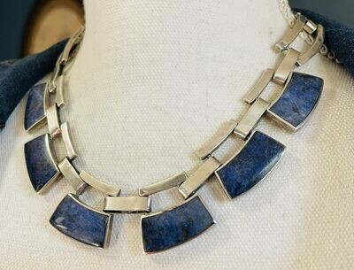 Stunning Taxo Sodalite Lapis Lazuli Hinged Collar Necklace