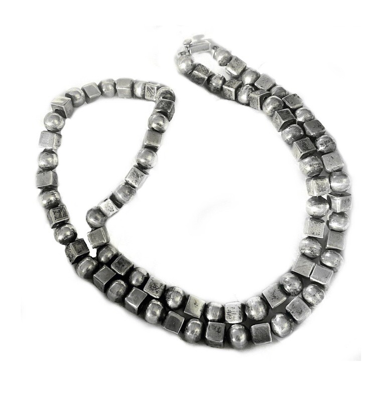 Mexican Silver Cubes and Balls Necklace