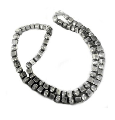 Mexican Silver Cubes and Balls Necklace