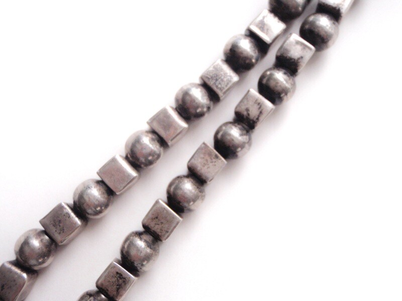 24 Inch Taxco Mexican Silver Cubes and Balls Necklace