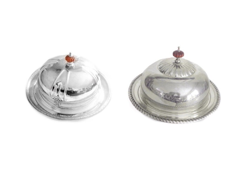 2 Birks Art Nouveau Silver Lidded Hot Cold Serving Dish 3 pcs Montfort Pattern