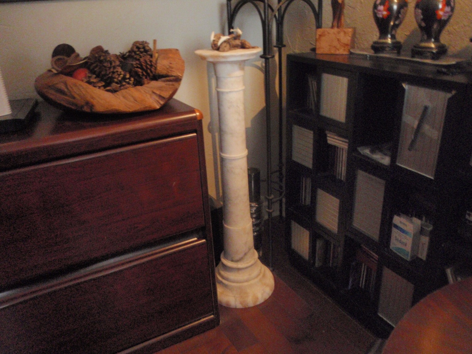 Art Deco Hand Carved Marble Column for Statues