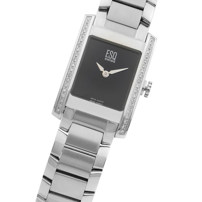 ESQ Movado Black Dial with Diamond Bezel Ladies Watch