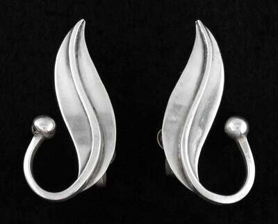 Taxco Mexico Large Leaf Brooch &amp; Earrings 2 pc Set
