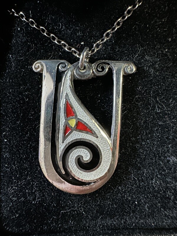 Celtic Tara Ware Sterling Enamel Pendant Necklace