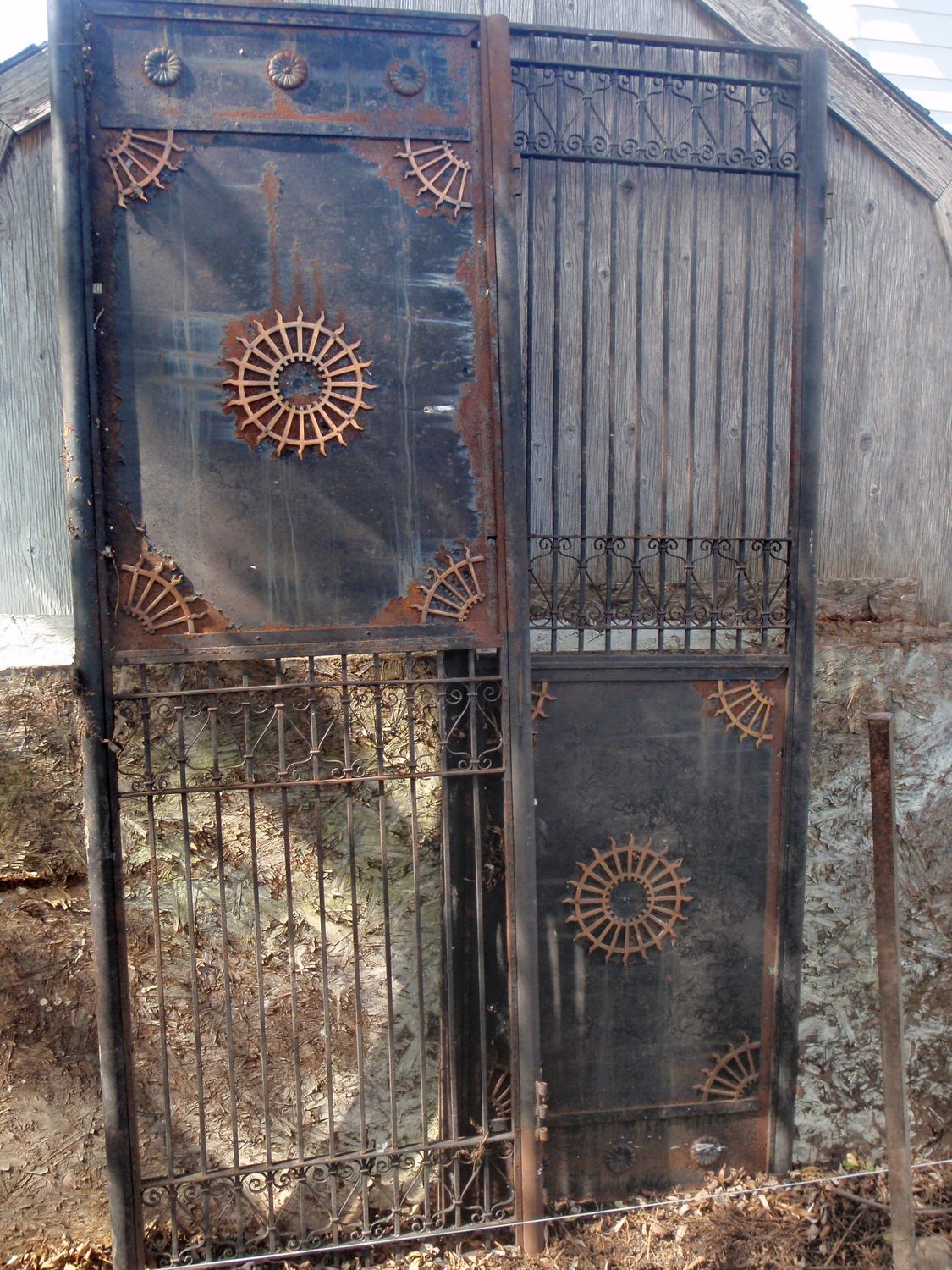 HUGE French Art Deco Bronze Iron Entryway Garden Gate