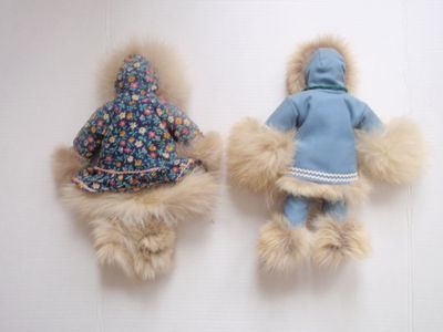 Vtg Inuit Folk Art Girl and Boy Indigenous Eskimo Dolls