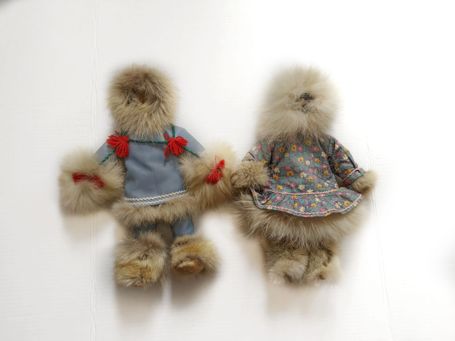 Vtg Inuit Folk Art Girl and Boy Indigenous Eskimo Dolls